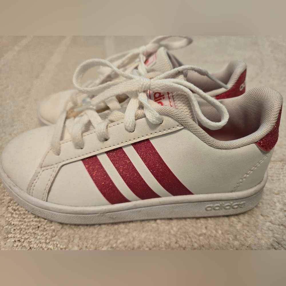 Adidas Kids 12K pink glitter trainers